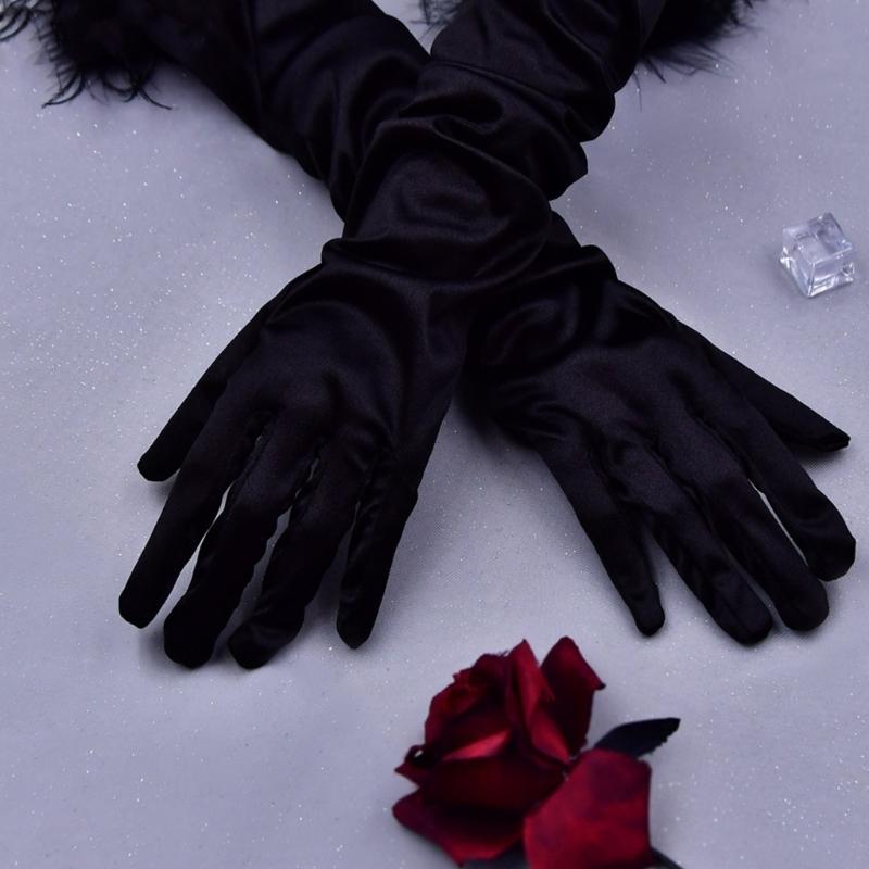 Guanti da Matrimonio Guanti da Ballo di Fine Anno Guanti Lunghi con Piume Bianche per Opere Costume da Ballo di Fine Anno per Donna Accessori