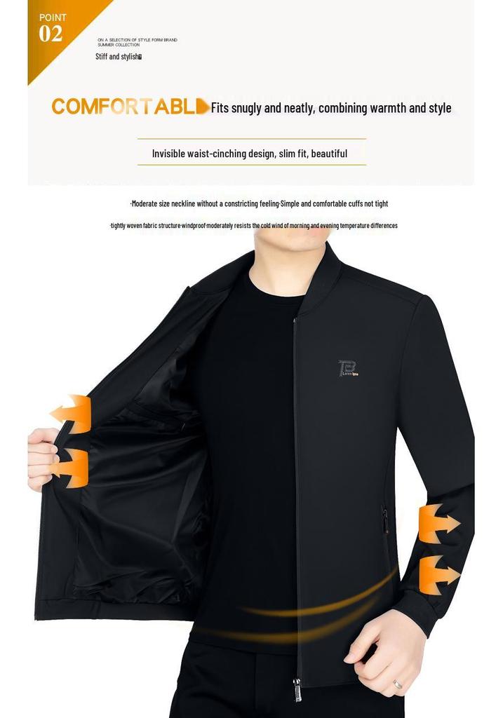 Men's Spring 2026 Stand-up Collar Jacket for Fathers: Trendy Business Casual Fashion