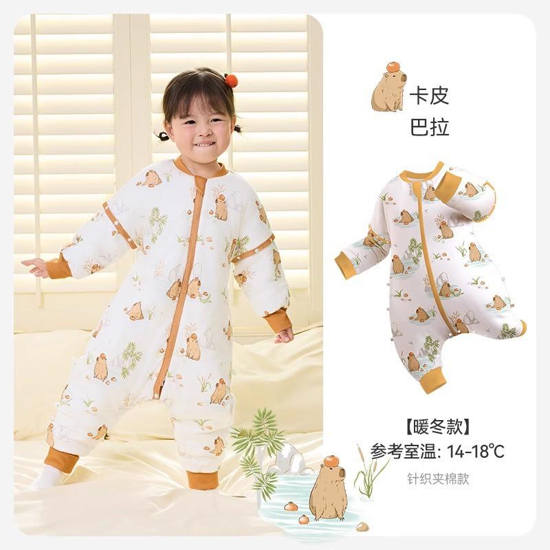 Bamboo Cotton Toddler Sleeping Bag With Legs Warm Winter Thickened Sleepwear Kids 1-6 Years Anti-Kick Design