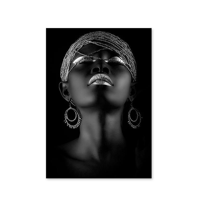 Afrikanische Frau Leinwand Wand Kunst Malerei Poster und Drucke schwarze Frau hält Gold Schmuck Bild für Wohnzimmer Home Decor