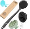 FLUZOV Soft Silicone Back Scrubber Long Handle Bath Brush + Body Scrubber Bath Brush + Scalp Massager for Hair + Face Scrubber Brush, Combination C