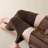 Jednobarevné chrániče kolen Zesílené pletené podkolenky Módní termální návleky na nohy pro ženy