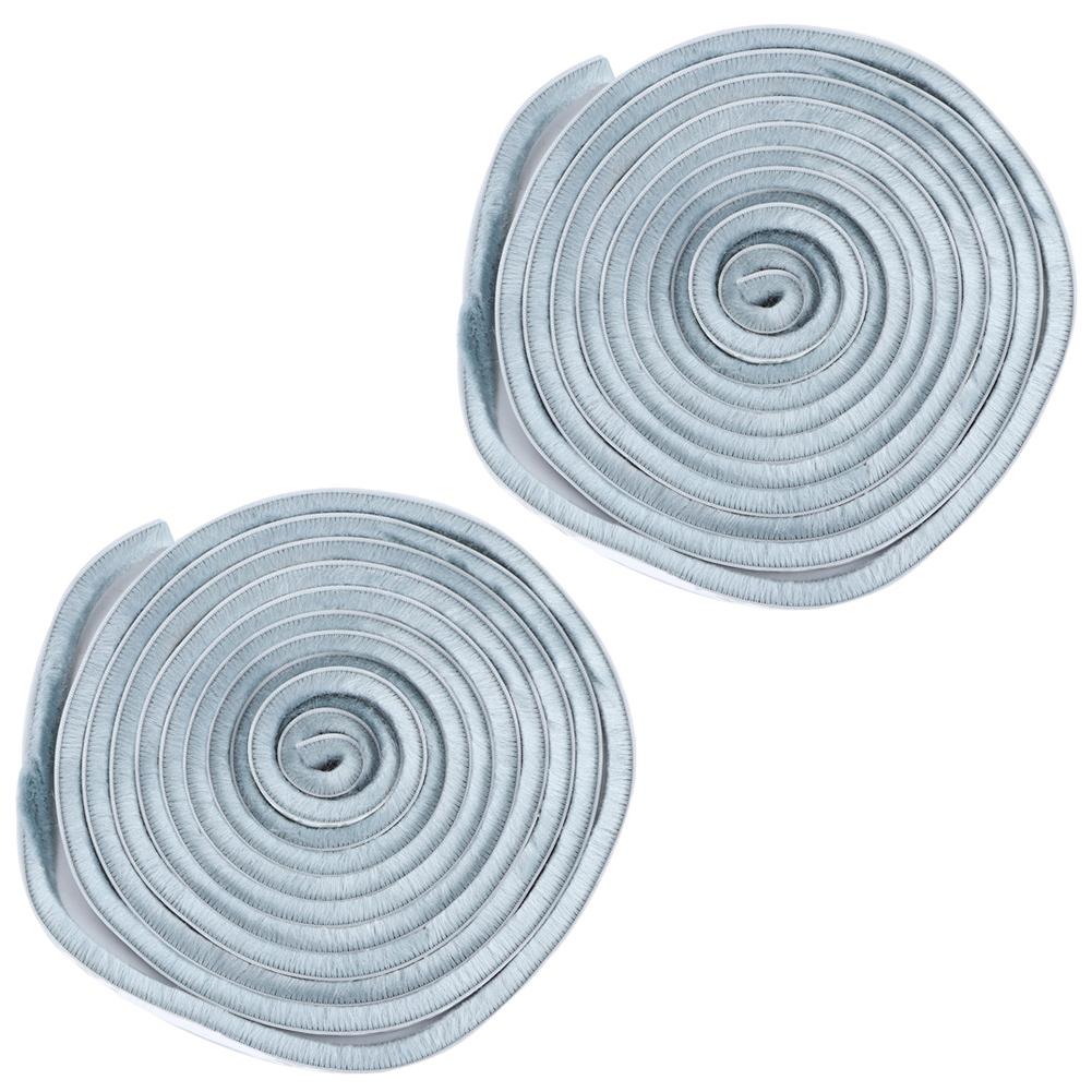 2 Pezzi 9x9mm Antipolvere Antivento Autoadesiva Striscia Sigillante a Spazzola per Porta Finestra 5m Grigio Argento