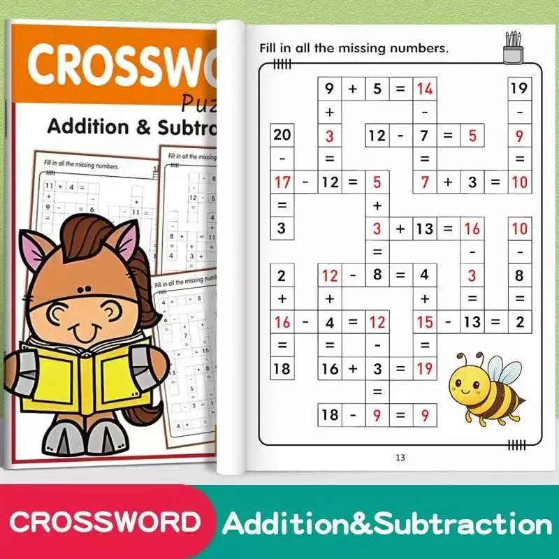 

32 Pages Math Crossword Puzzles Workbook | Addition and Subtraction Practice for Kids | Essential Arithmetic Learning 1 book