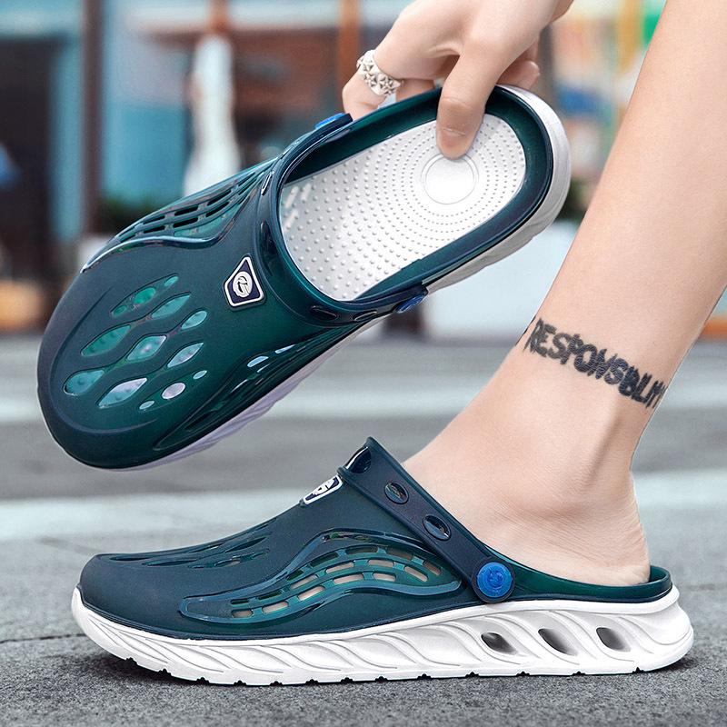 Fashion Men's Sandals Summer Wear Hole Shoes Sports Dual-purpose Driving Cool Slippers Vietnamese Baotou Non-slip Beach Shoes Men