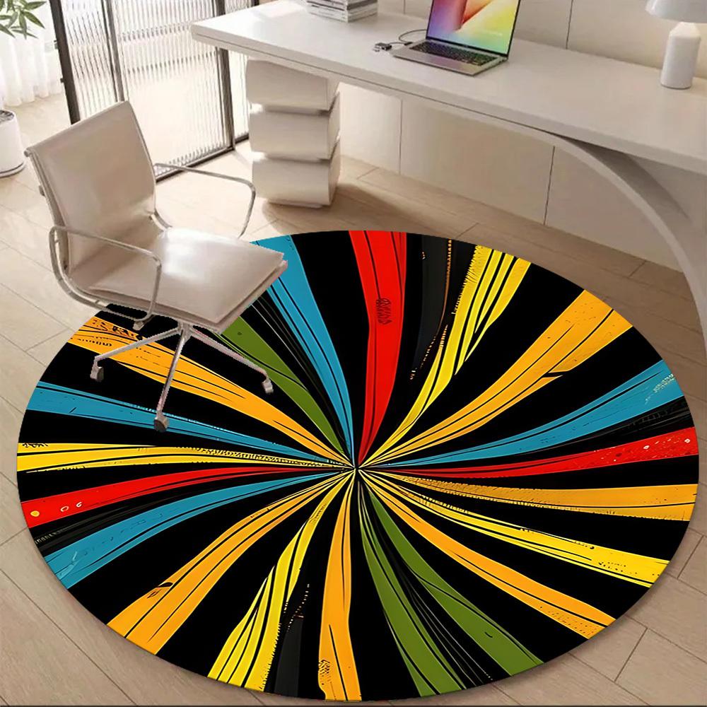 1PC Color Wheel Office Round Area Rug, Mat Suitable For Office, Under Office Chairs Bedroom Living Room Home Decor, Room Deco