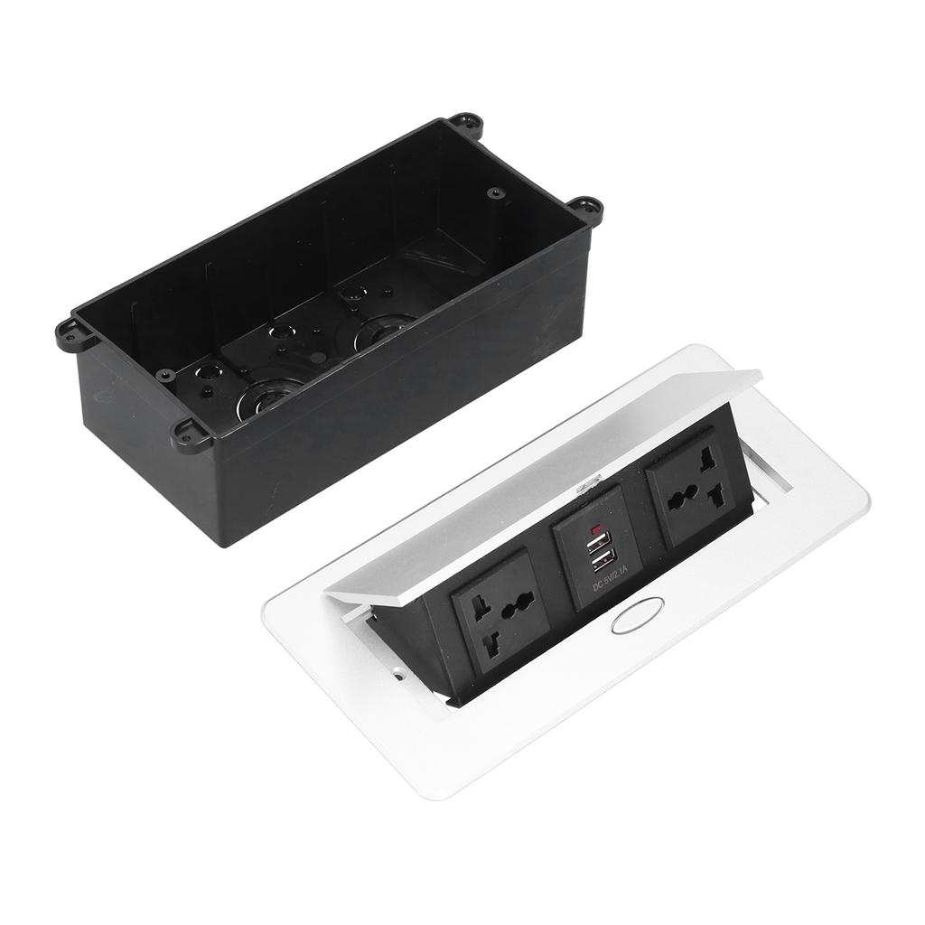 Floor Electrical Outlet Pop Up Desktop Socket 3 Hole Double USB Power Supply Accessories 250V 13A