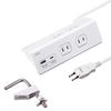Sanwa Supply Power Strip, Clamp Type, 4 Outlets, 1 2-Pin USB A/1 Type-C Port, White, TAP-B105UC-3W