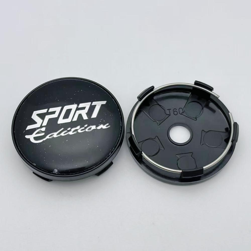 4pcs 60MM Sport Logo Emblem Car Wheel Center Caps Car Accessories for Wheel Hub Centre Cover Auto Rim Hubcaps Black/Silver Cap