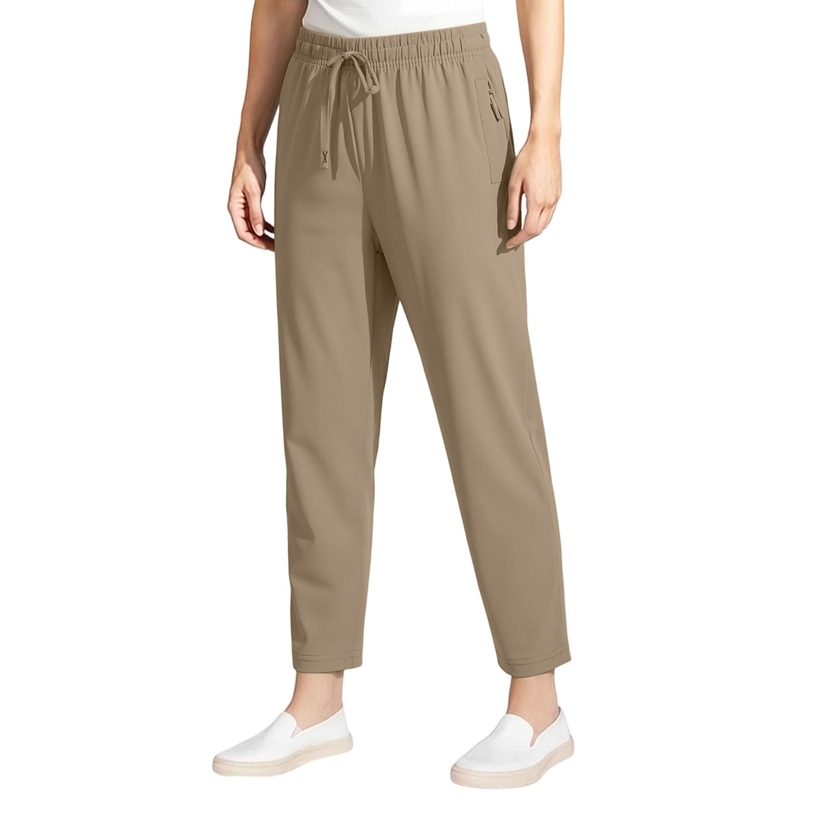

Womens Summer Lightweight Ice Silk Sun Pants Breathable Quick Dry Loose Fit Straight Leg Athletic Trousers with Elastic Waist Drawstring Pocket Design XXL