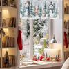 Christmas Valance for Windows Snowman Short Kitchen Curtains for Living Room Over Sink Deer Squirrel Merry Christmas Tree Topper Window Treatment