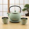 CAST IRON KETTLE POT MINT 0.8L SET 1x POT 2x CUPS WITH STAND