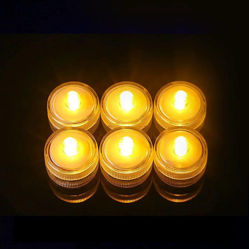 1PC Mini Submersible LED Lights Waterproof Small Tealight Candles Battery Operated Underwater Light for Vase Pool Pond Halloween