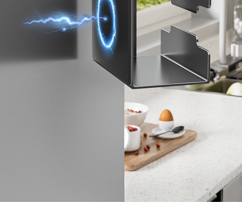 Magnetische Aan de Muur te Bevestigen Keuken Tissuebox en Opbergrek: Zonder boren, Multifunctionele Keukenrolhouder.