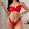 Różowa Koronkowa Seksowna Stringi i Zestaw Bielizny dla Kobiet