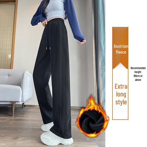 Women's Wide-Leg Velvet Sweatpants - Height-Enhancing Banana Sports Pants for Autumn/Winter 2025