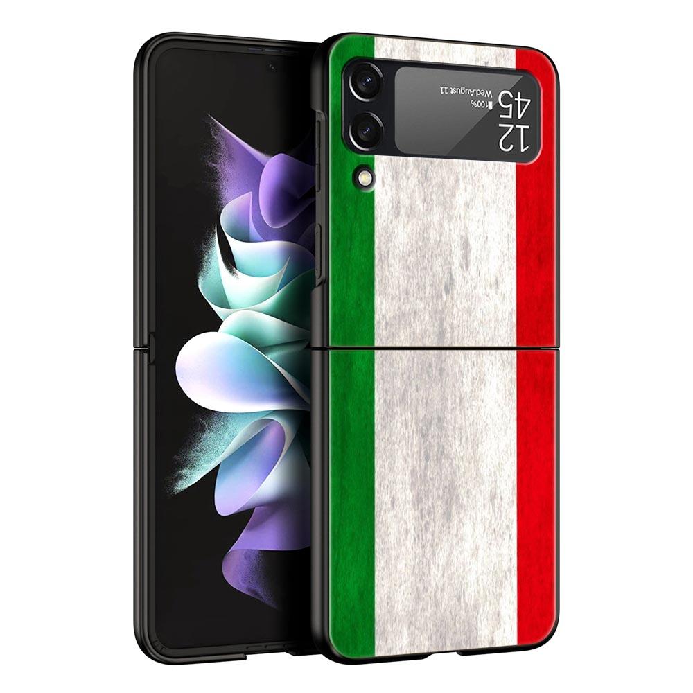 

Phone Case for Samsung Galaxy Z Flip 3 4 5 6 7 Folding Black Shell For Samsung Z Flip4 Flip5 PC Hard Cover Italian flag Galaxy Z Flip6