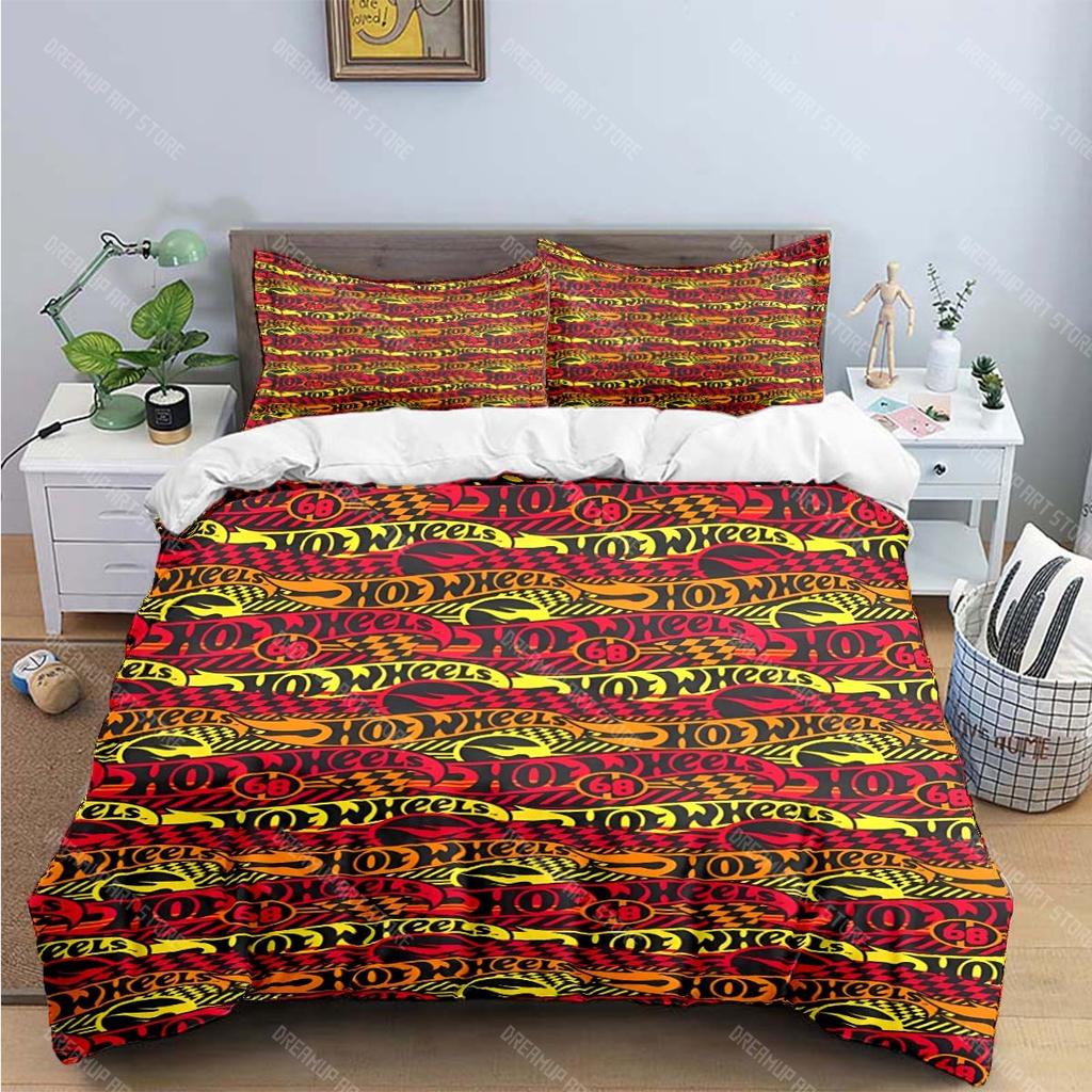 Modny Kreskówkowy Gorący Nadruk W-Wheels Zestawy Pościeli Zestaw Artykułów do Łóżka Poszwa na Kołdrę Zestaw Kołdry Zestaw Pościeli Luksusowy Prezent