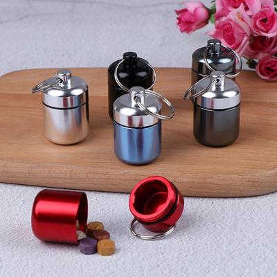 Mini wasserdichte Pillendose aus Aluminiumlegierung, Flaschenhalter, Behälter, Schlüsselanhänger