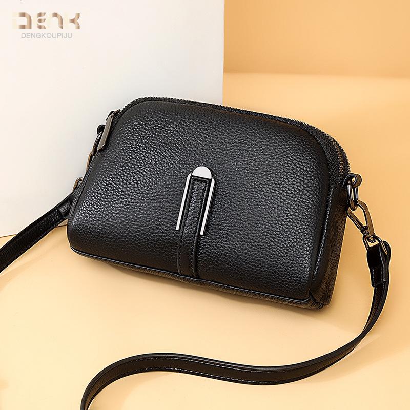Summer leather women's bags new trendy fashion lychee pattern shoulder messenger bag first layer cowhide mobile phone bag
