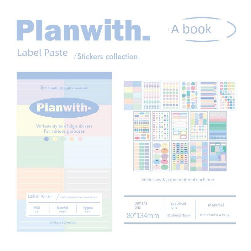 

Planwith Label Sticker Handwritten Self-Adhesive Tag Note Classification Index Stickers Sealing Paste Ins Style Hand Ledger Sticker deep color