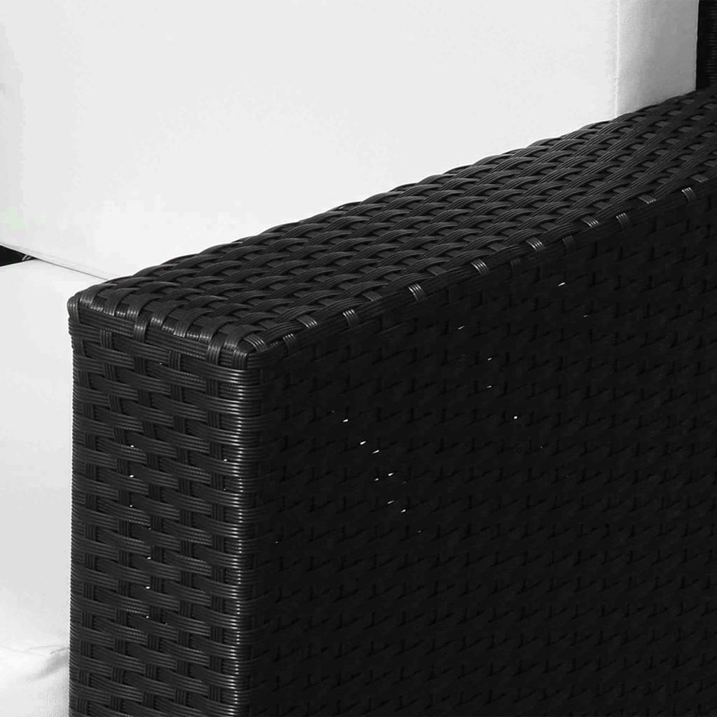Single Seater Rattan Chair, PE Wicker Garden Armchair with 10 Cm Thickened Cushion, All-Weather Rattan Garden Chair with Armrests, Black