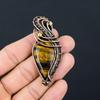 Tiger's Eye Gemstone Pure Copper Wire Wrapped Handmade Jewelry Pendant For Her