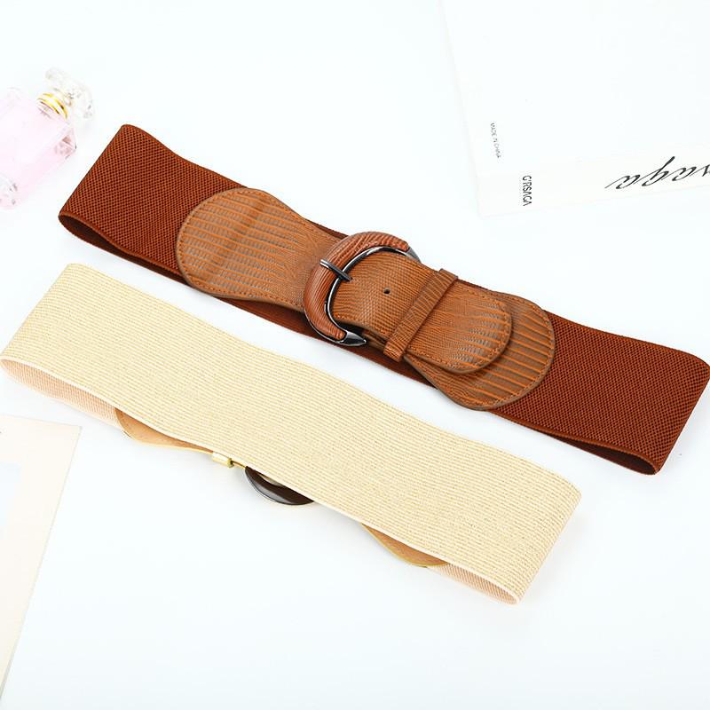 Women's Animal Print Elastic Leather Belt with Buckle