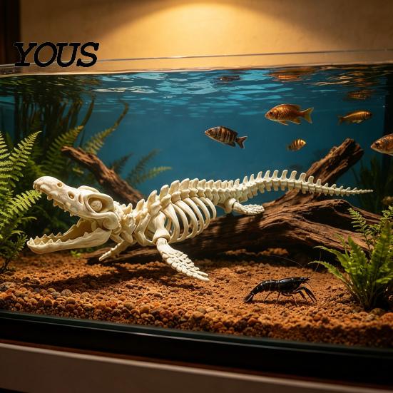 Aquarium Dinosaur Skeleton Decor Fish Tank Decoration, 3D Printed Dino Bone Environment Enhancer Body Model Figurine for Aquarium, Landscaping