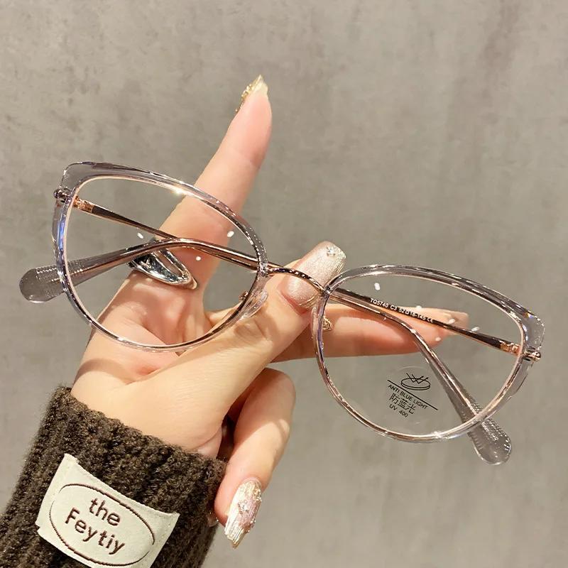 Retro Anti Blue Light Flat Glasses Fashion Cat Eye Popular Street Shot Sunglasses High End Anti Blue Light Optical Glasses Uv400