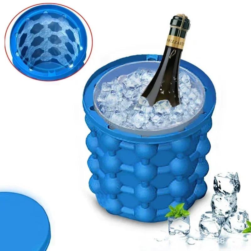 1 pz-Silicone Ice Cube Maker Secchio portatile Vino Ghiaccio Raffreddatore Birra Armadietto Salvaspazio Attrezzi da cucina Bere Whisky Congelare