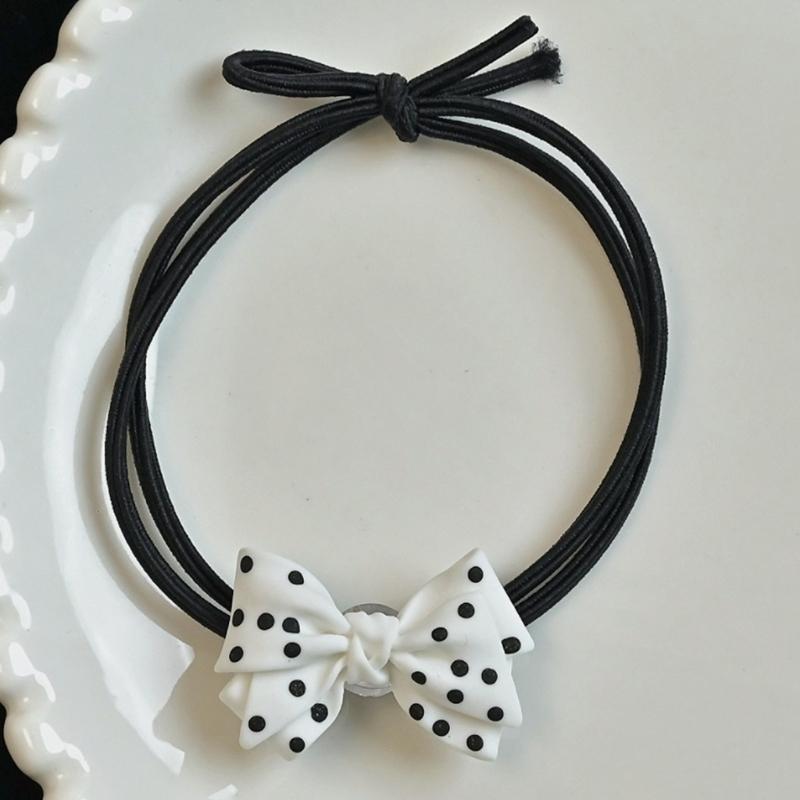 Women Hair Rope Dot Hair Bows Elegant Hair Clip Lady Barrettes Hair Style Clip