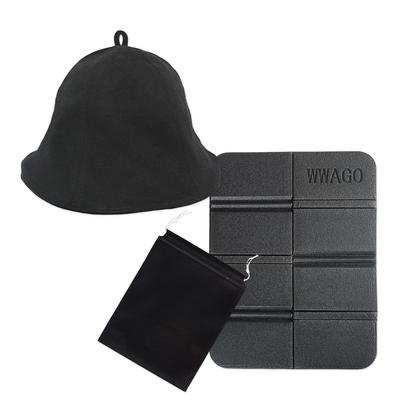 Sauna Hat Made of Towel Fabric for Men and Prevents Hair Includes Sauna Mat [Vivrella] Women, Soft, Double-layered, Washable, Damage, (black/black