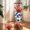Multipurpose Space Saving Vertical Basketball Storage Systems Rolling Sports Organizers Steel Frame Easy Assembly