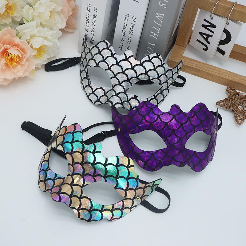 Iridescent Mask Lightweight Party Performance Prop Women Costume Mask Mystical Fish Scale Mask For Themed Parties Prom