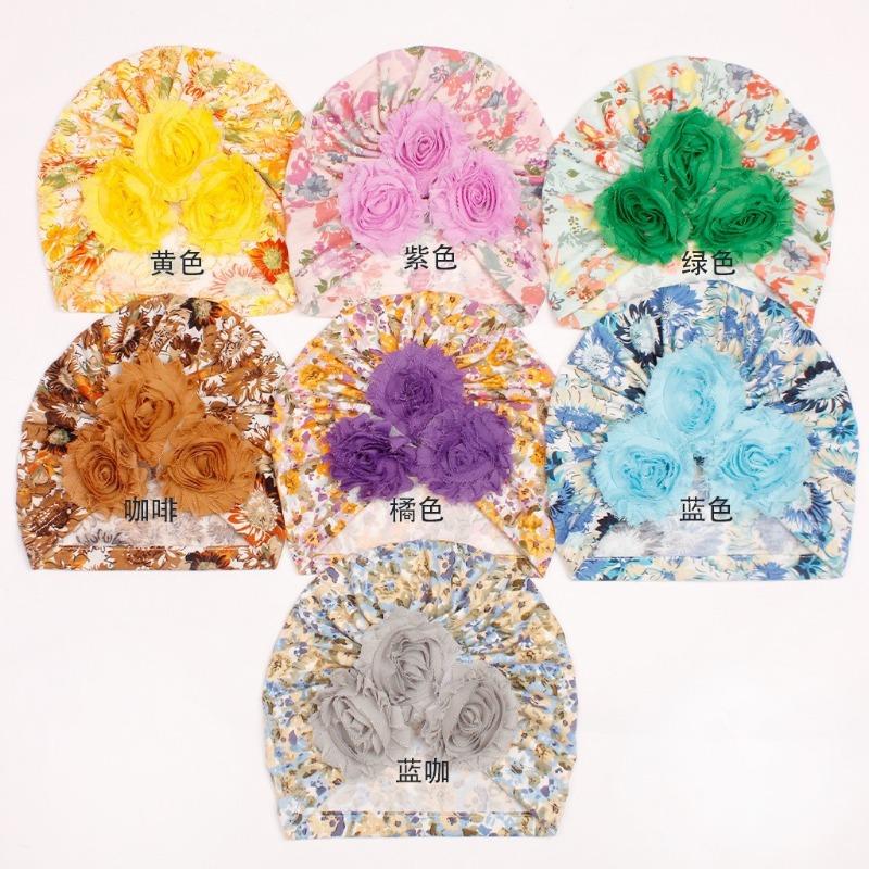 

New printed floral baby fetal hat, thin soft children s pullover hat, baby Indian hat