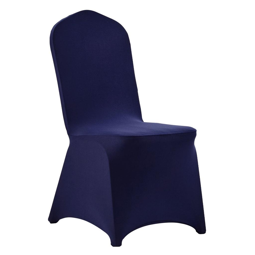 50 Pcs Navy Blue Chair Covers, Polyester Spandex Chair Cover, Stretch Slipcovers for Wedding Party Dining Banquet Flat-Front Chair Covers, Fits Chair
