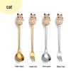 Cartoon Rabbit Christmas Dessert Spoon and Fork Set - Cute Party Favor Stirring Spoon