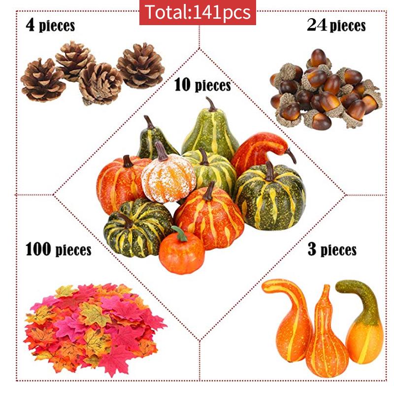 Cross-border Hot Sale Pumpkin & Acorn with Maple Leaf & Pine Cone Decor for Halloween & Photography