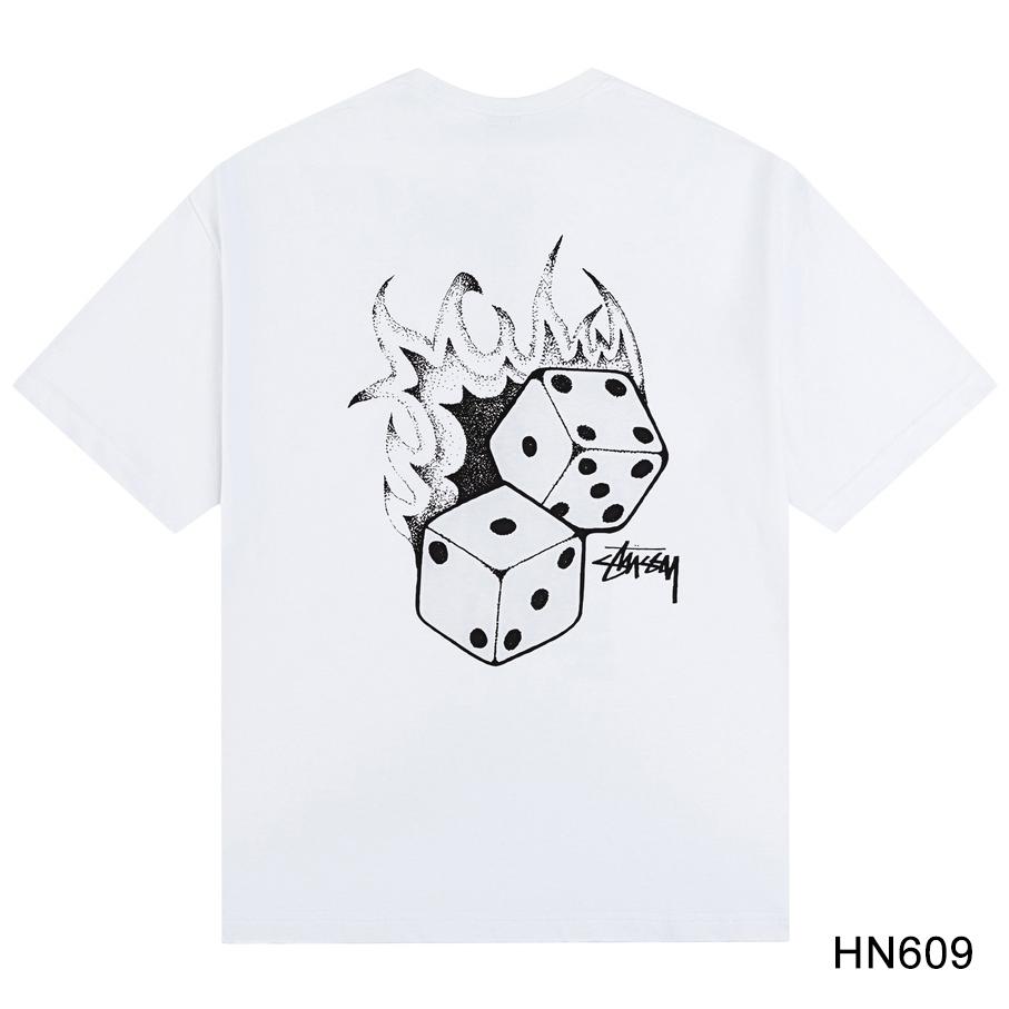 Stussy 2025 Sommer Neues hochwertiges Rundhals-T-Shirt aus Baumwolle für Männer und Frauen mit Retro-Flammenwürfel-Briefdruck-Paar-T-Shirt