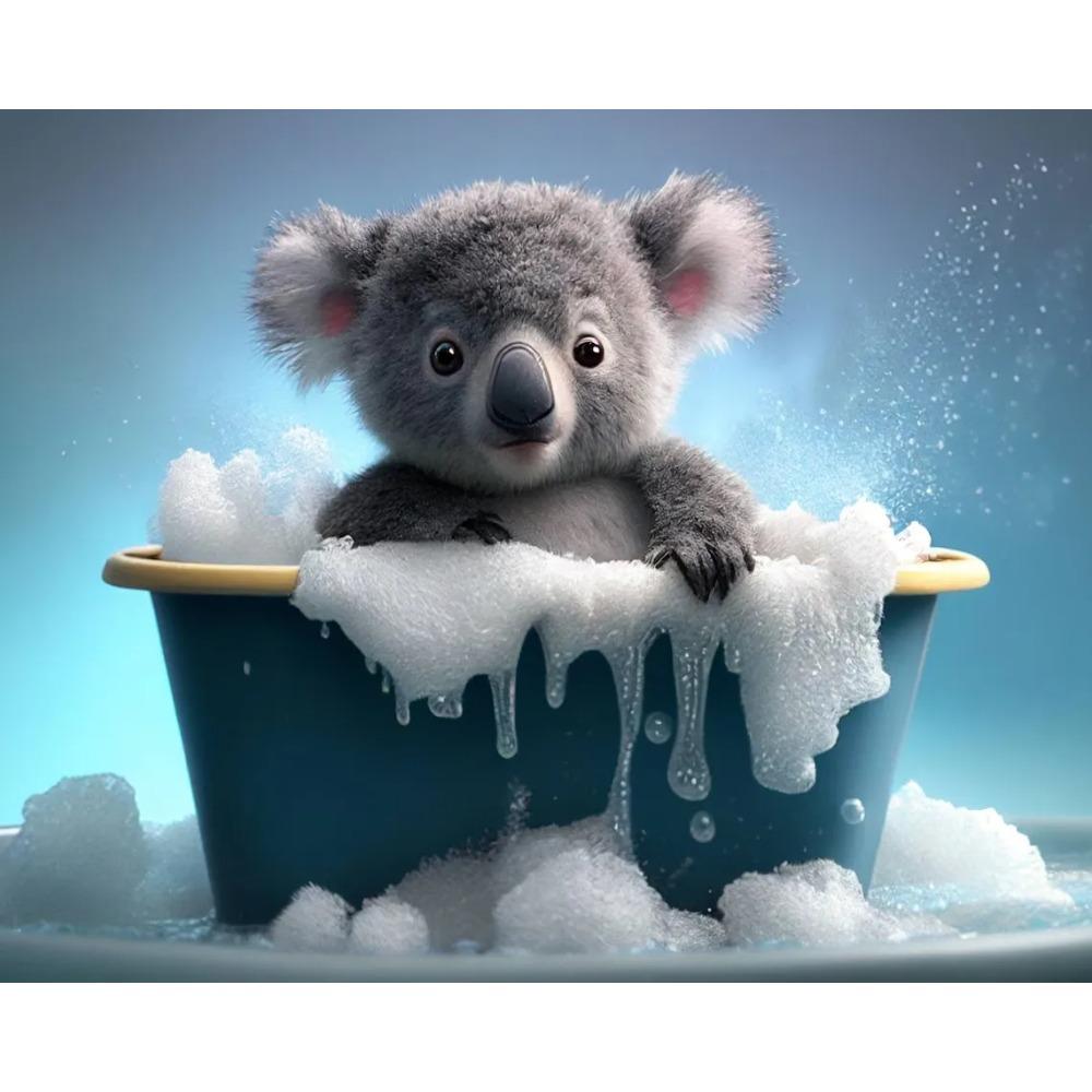 Cute Baby Lion Tiger In Bathtub Wall Art Canvas Painting Animals Bathing Funny Bathroom Art Poster Prints Picture Room Decor