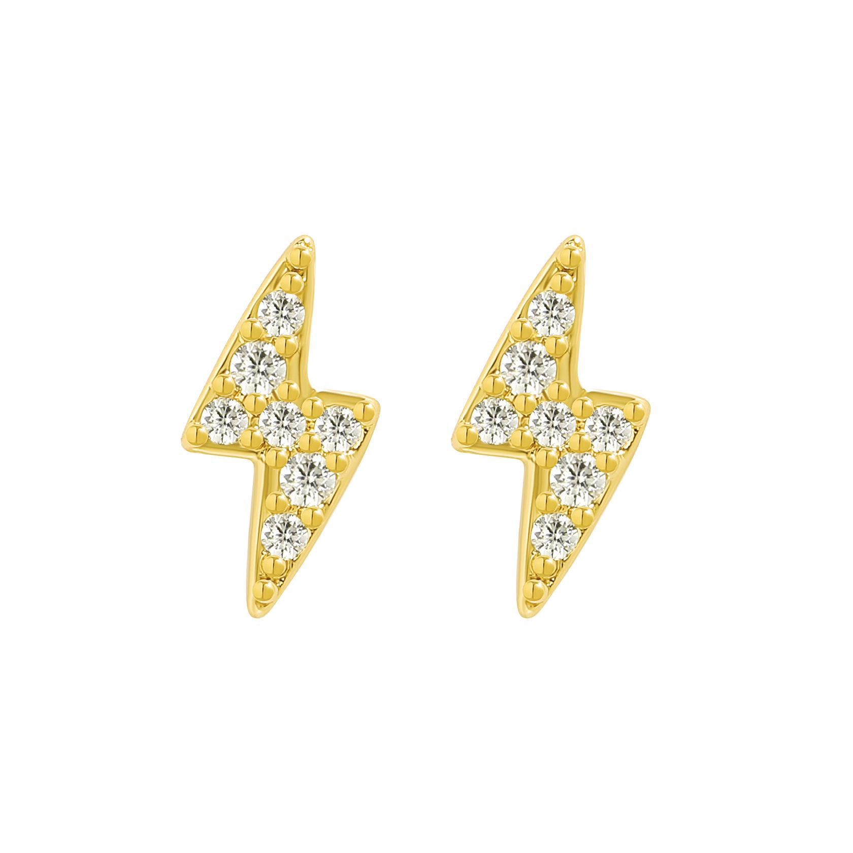 Trendy Lightning Micro-set Zirconia Stud Earrings – Minimalist Hip Hop Style
