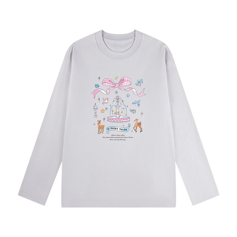 

230g Women s American Style Pure Cotton Long Sleeve T-shirt, Spring/Autumn 2025, Loose Fit, Lazy Style Base Layer Top 3XL (165-185 jin)