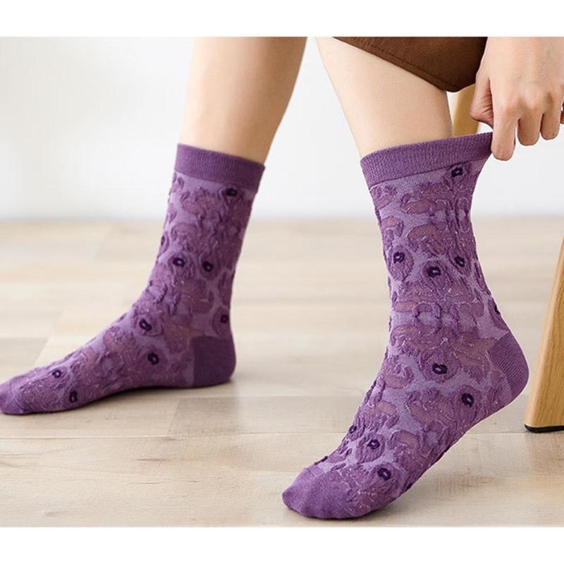 Womens Cotton Socks, 1 Pair Womens Fun Novelty Crew Colorful Patterns Soft Breathable Fashion Casual Socks