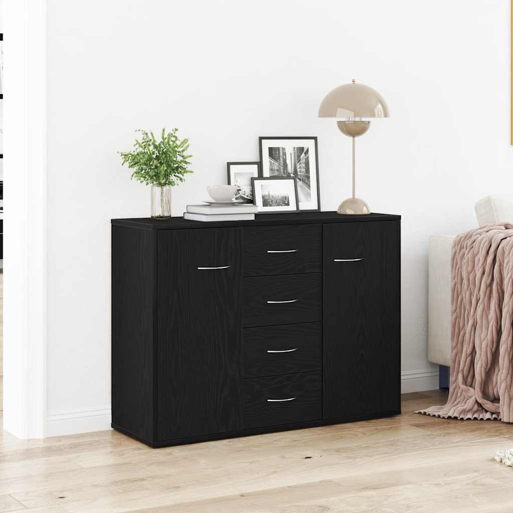 Sideboard in Black Oak Finish 88 x 30 x 64 cm Engineered Wood