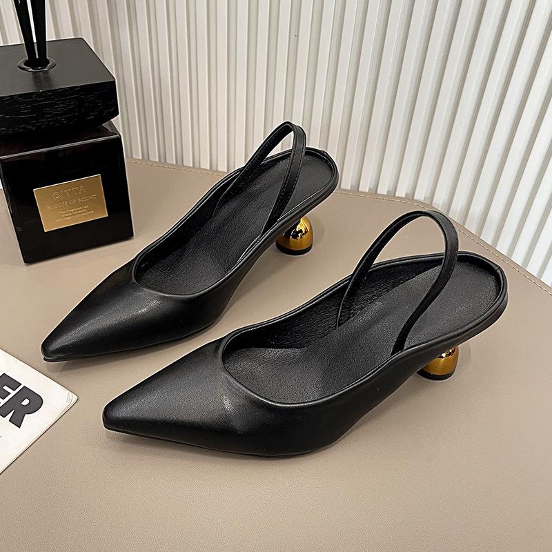 French high-end temperament sandals 22 beautiful new one-word bag head with skirt high-heeled single shoes