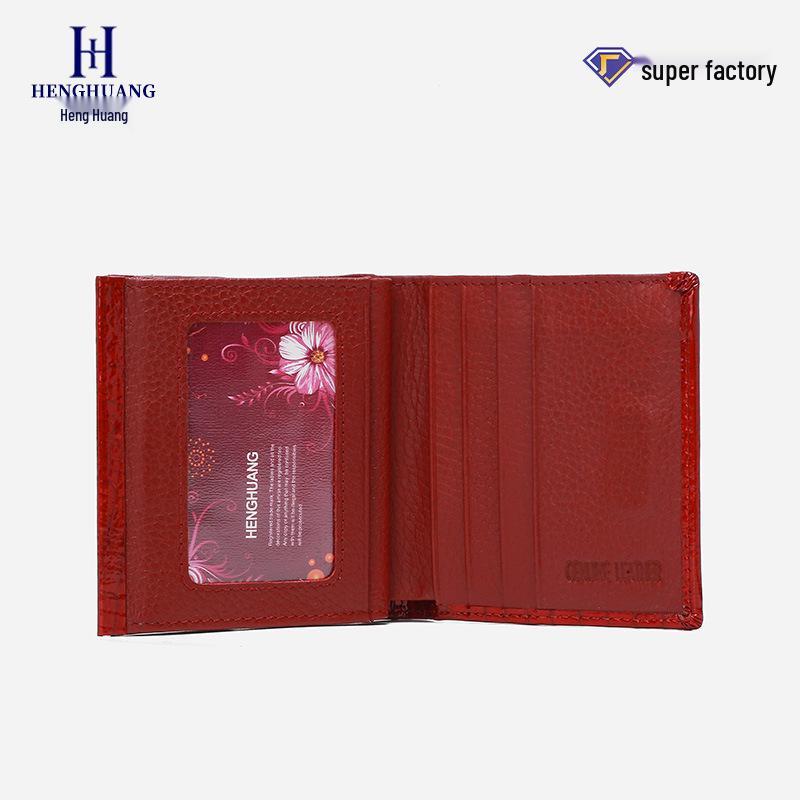 Genuine Leather Women's Short Wallet – Stylish Multi-functional Coin Purse with Magnetic Buckle and Card Holder