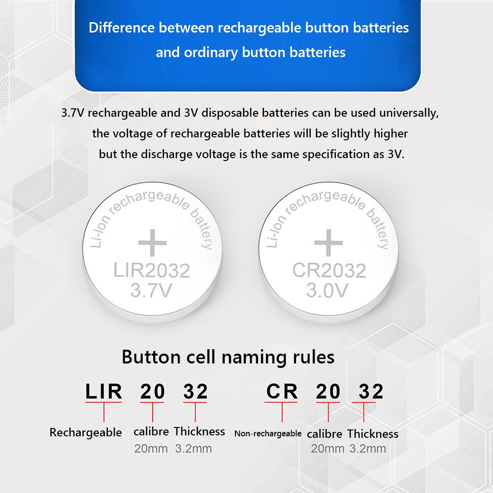 Type C Coin Button Cell Battery Charger for LIR2032 LIR2025 LIR2016 LIR2450 with Indicator Light and Charging Cable