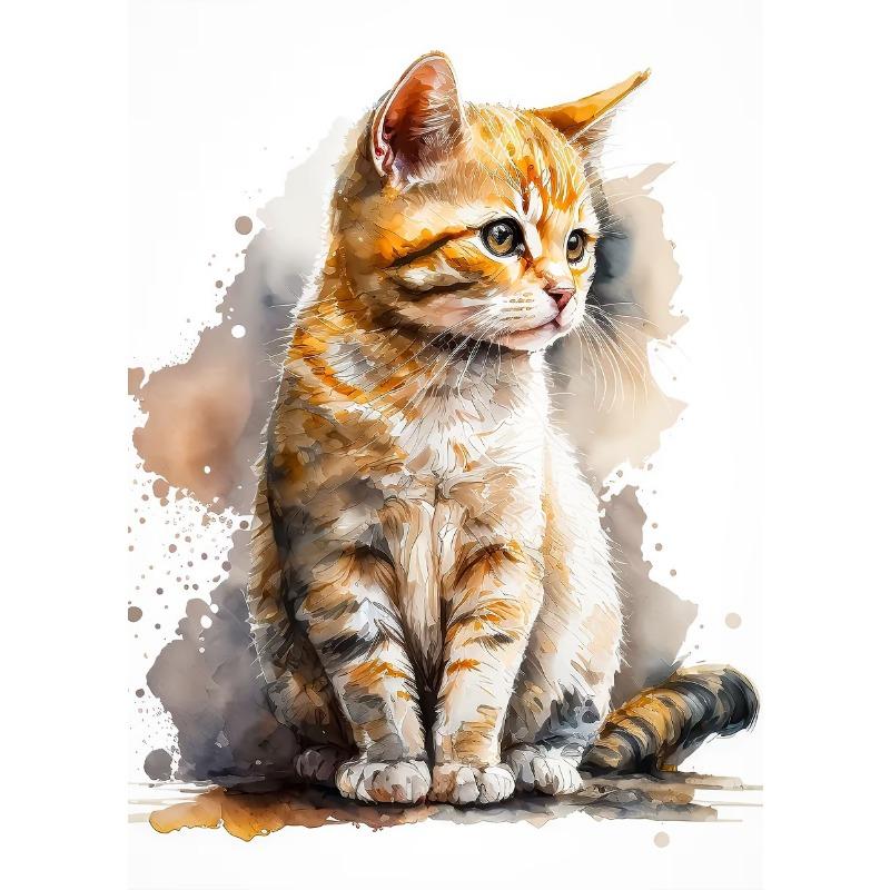 Retro Elegant Cute Watercolor Siamese English Short Cat Art Poster Oil Canvas Printed Mural Living Room Bedroom Home Decoration