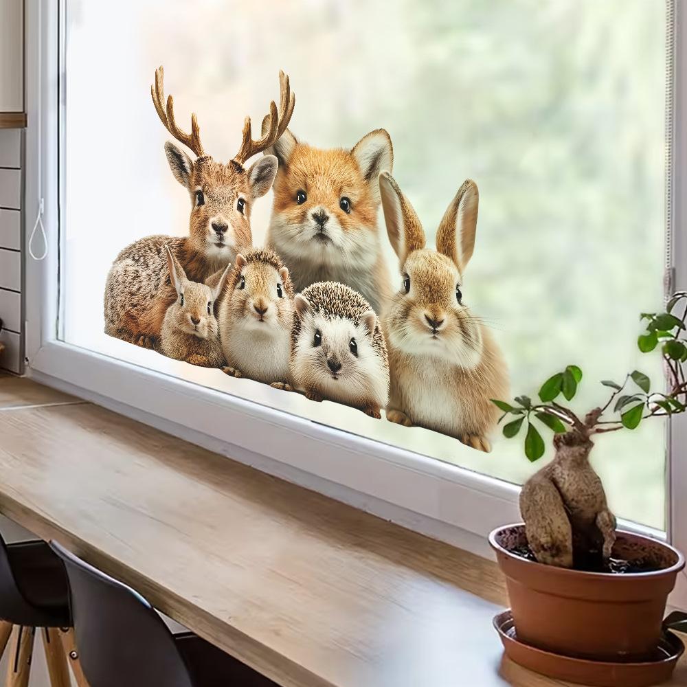 Entzückende Waldtier-Party Wohnzimmer Esszimmer Zuhause Glastüren und Fenster Dekoration Aufkleber